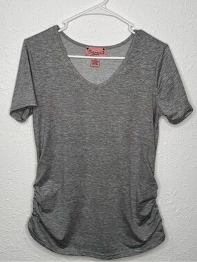 Expressions Heather Gray V-Neck Short Sleeve Tee